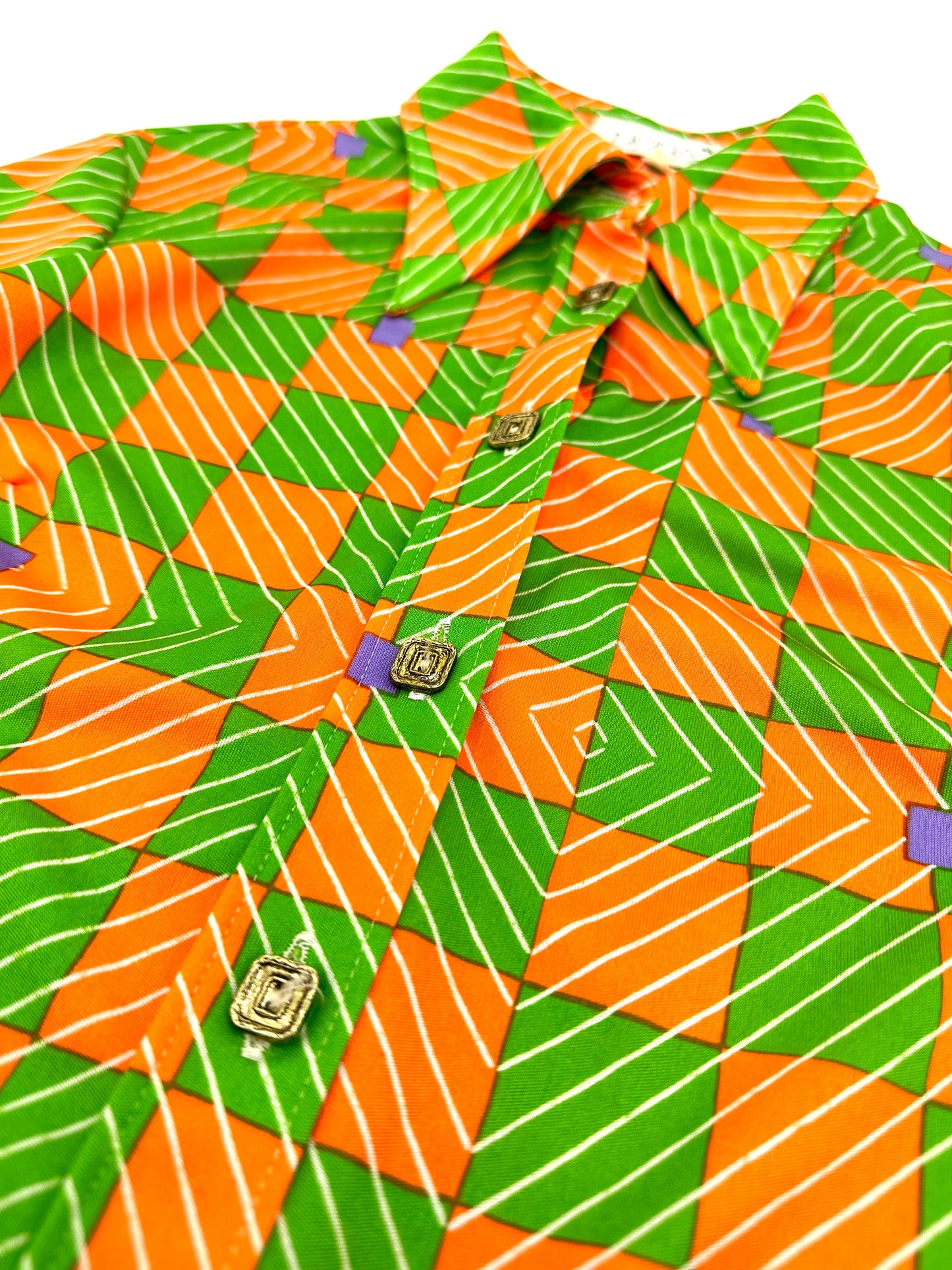 Plaid pattern metal button L/S shirts