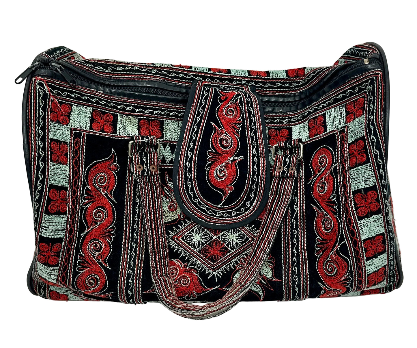 Embroidered Boston Bag