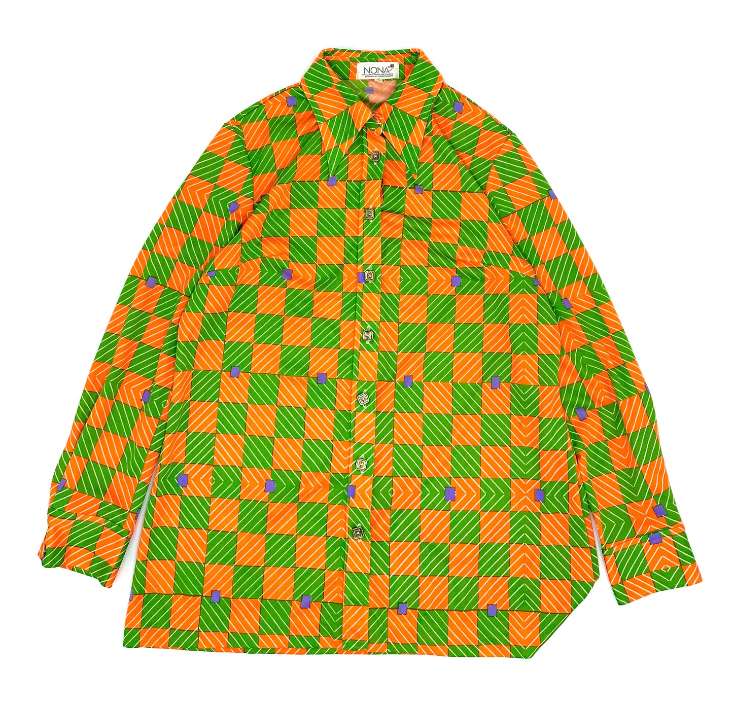 Plaid pattern metal button L/S shirts