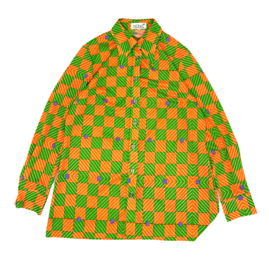 Plaid Pattern Metal Button L/S Shirts